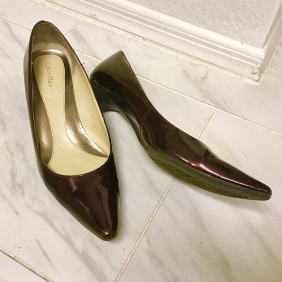 Calvin Klein | Shoes | Calvin Klein Maroon Kitten Heels | Poshmark